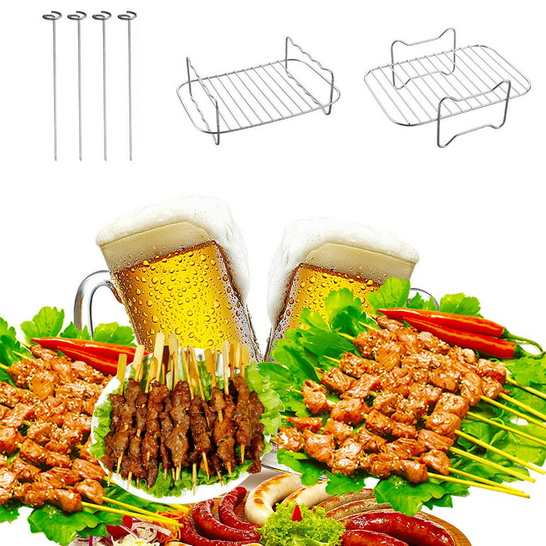 Air Fryer Rack Stainless Steel Double Basket Grill Sticks Accessories 