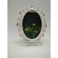 thumbnail image 4 of 5X7in Decorative Vintage Tabletop Mirror Retro Metal Countertop Vanity Makeup Mirror Rose Embossed Antique Oval Mirror with Stand for Home, Bedroom, Dressers, Living Room, Bathroom （silver）, 4 of 6