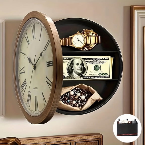 Multifunctional Secret Coin Safe, With Money Bag, Wall Clock Transfer Safe, Secret Hiding Place For Money, Home Safe, Home Security, Reliable Locking, Invisible Money Box, Collector, Halloween Gift