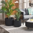 thumbnail image 2 of Safavieh Lucca Cement Modern Solid Round Black Plant Pot 2 Count, 2 of 7