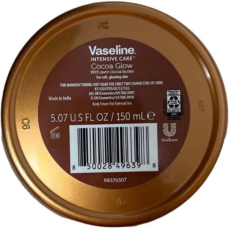 Vaseline Intensive Care Cocoa Glow Body Cream, 5.07 fl oz, Fast