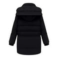 thumbnail image 5 of Jinhomg Thick Hooded Coat for Women Soft Cozy Fleece Lined Puffer Jacket Winter Plus Size Thermal Long Sleeve Double Closure Outerwear with Multi Pockets Summer Saving Black XXXL, 5 of 6