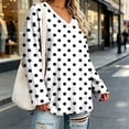 thumbnail image 6 of CHGBMOK Women's Plus Size Polka Dot Tops Long Sleeve V Neck T-shirts Basic Dressy Casual Blouses, 6 of 7