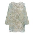 thumbnail image 3 of Mandala Yoga Love Or et Turquoise Robes à Manches Longues style Coréen Robes de gala Robe de Soirée Femme, 3 of 4