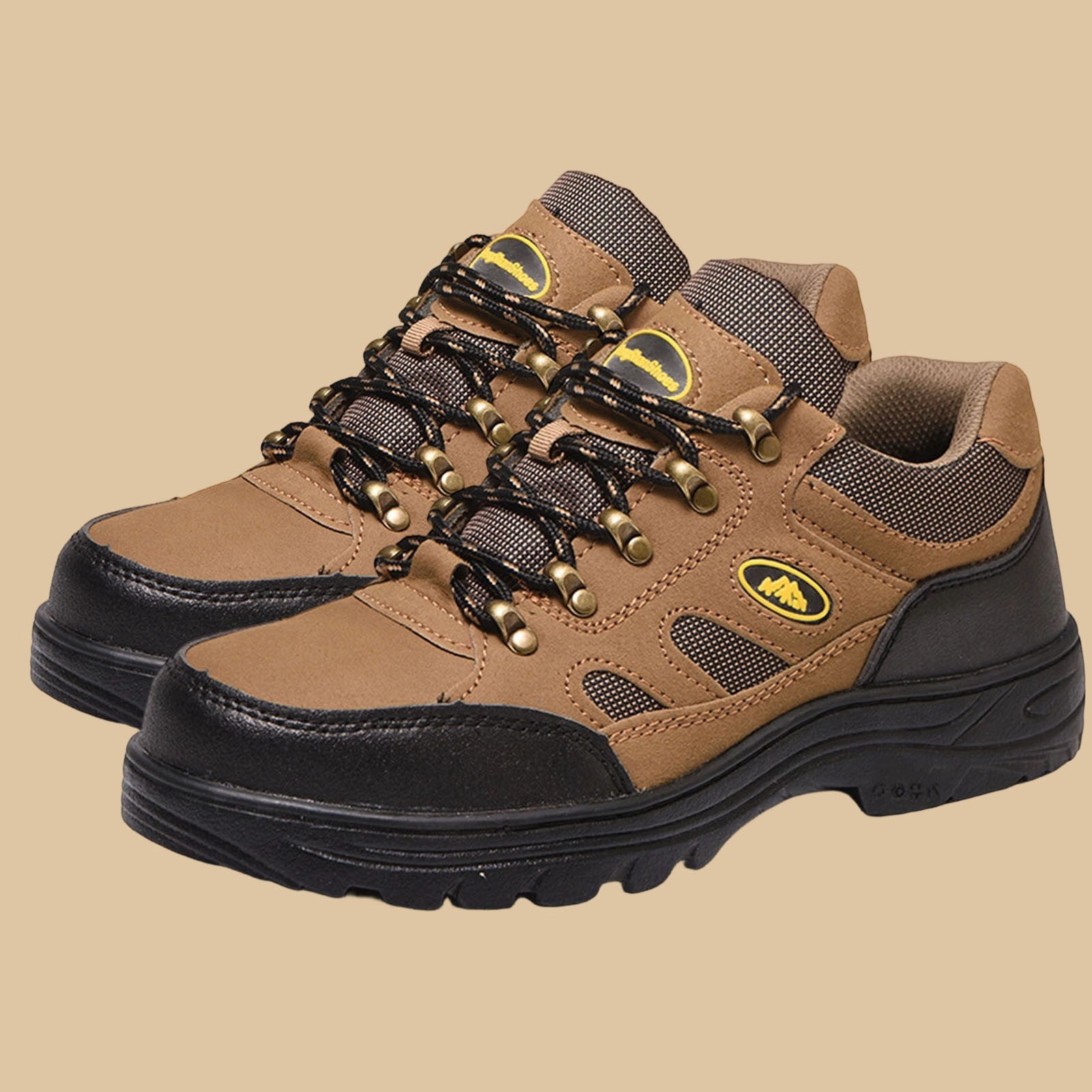 Womens Hiking Boots Low Top Non Slip Trail Shoes Breathable Lightweight Comfortable Walking Sneakers Durable Rubber Outsole Yellow,Size 6
