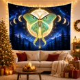thumbnail image 3 of Green Luna Moth Against a Full Moon in a Starry Sky, Mystical Celestial for Space Lovers, Cosmic Forest Art Decor, Housewarming Gift, Tapestry Wall Hanging for Bedroom and Living Room, 3 of 7