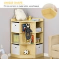 thumbnail image 3 of HOMCOM Kids Corner Cabinet, Cubby Toy Storage Organizer, Bookshelf Unit with Three Baskets for Playroom, Bedroom, Living Room, Natural, 3 of 9