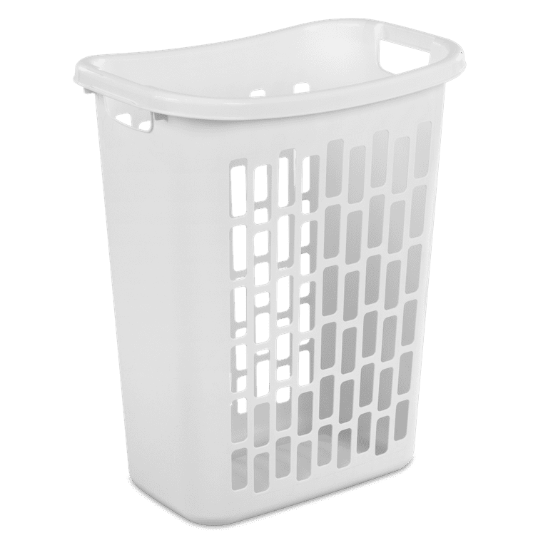 Mainstays Rectangular Plastic Laundry Hamper, White