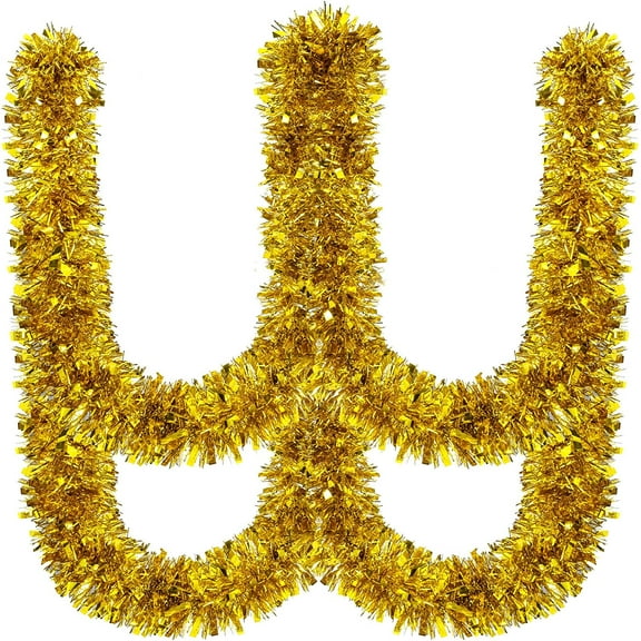 Nvzi 16.4 Feet Christmas Tinsel Garland Metallic Twist Garland Shiny Hanging Garland Ornaments for Christmas Tree Party Supplies Indoor and Outdoor Decoration (Gold)