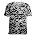 thumbnail image 5 of Leopard Print Pattern Womens Tops Women's Fashion Casual Short Sleeve Flower Print Round Neck Pullover Top Blouse, 5 of 6