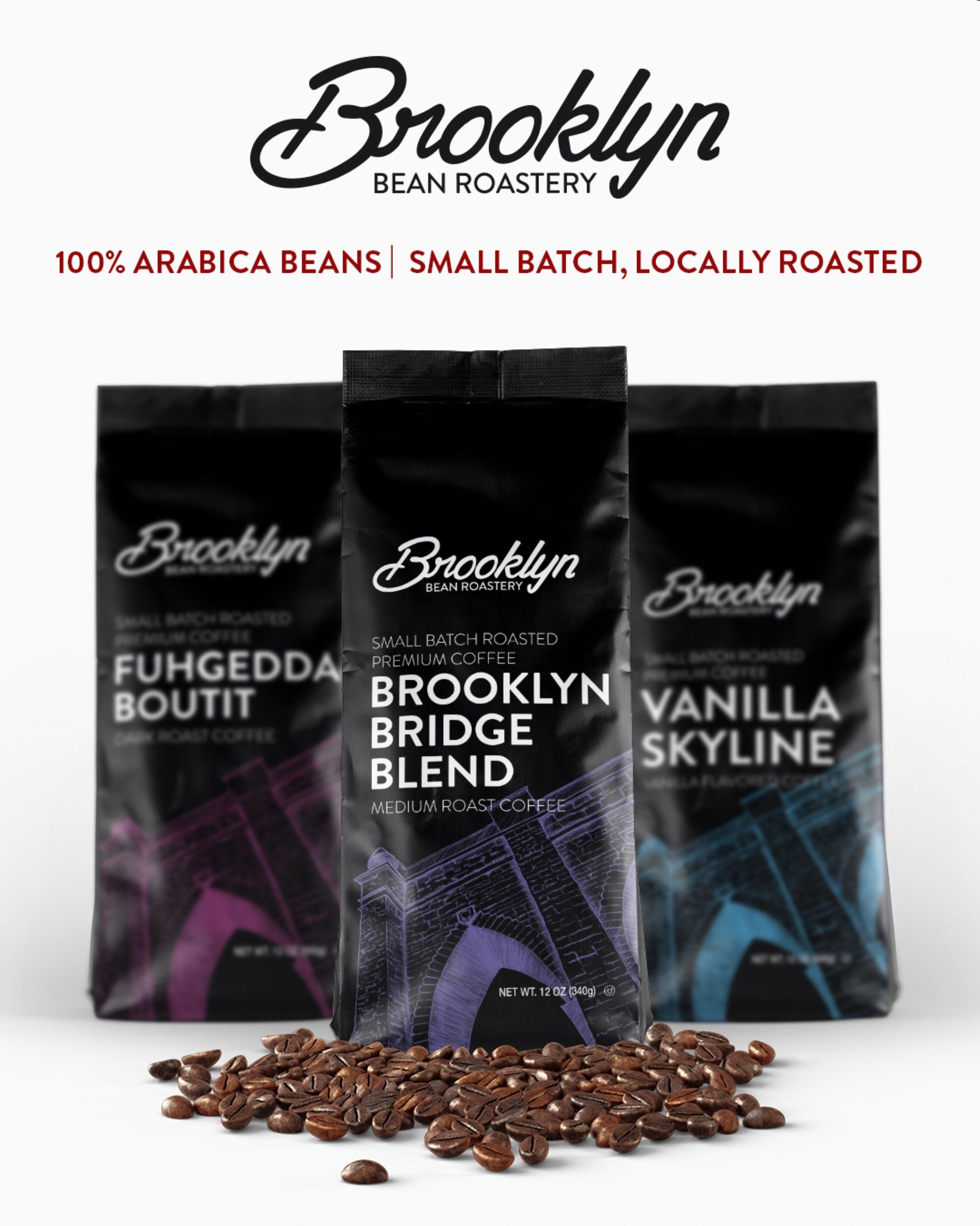 Brooklyn Bean Roastery Roasted Coffee Beans Vanilla Skyline Arabica Ground Coffee, Light Roast 12 Oz. 6-Pack