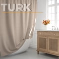 thumbnail image 2 of Cortina de baño Gaon de tela lavable gris con ojillos de aluminio y ganchos, 2 of 5