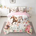 thumbnail image 2 of jejeloiu White Brown Horse Bedding Comforter Set 7 Pieces,Western Boots Hats Full Bedding Set,Rustic Flower Floral Fitted Sheet Flat Sheet For Children,Breathable Home Decor Reversible, 2 of 8