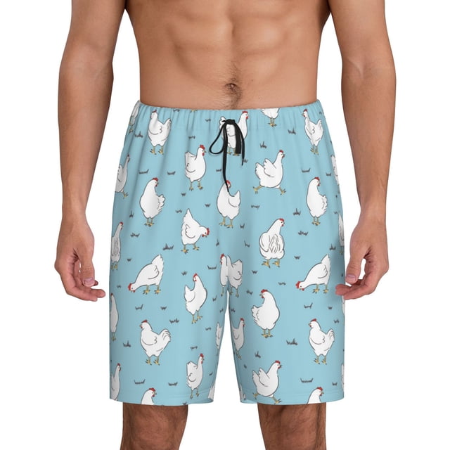 Fotbe Funny Chicken Pantalones Cortos de Pijama para Hombre, Ropa de Dormir, Pantalones de Pijama Cortos para Hombre-Small