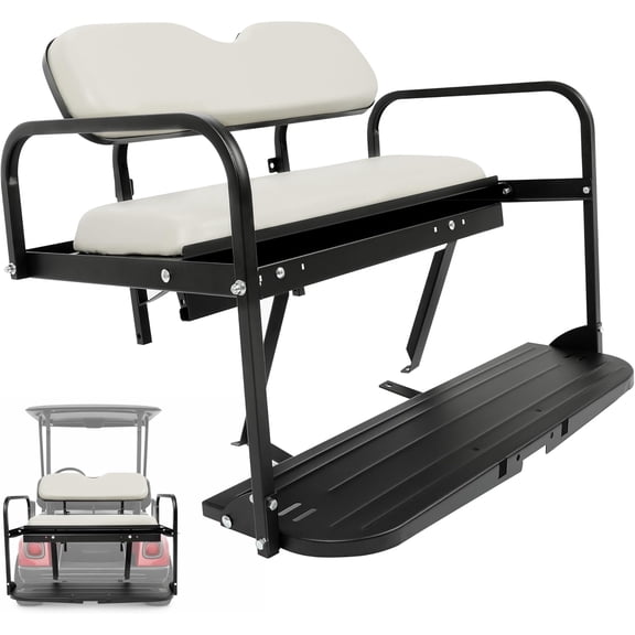 Kojem Back Rear Seat for 2007-2016 Yamaha Drive G29 Golf Cart Folding Back Seat Off White Powder Coated Rear Flip Seat