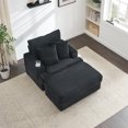 thumbnail image 4 of 59.05” Oversized Chaise Lounge Chair with Ottoman, Corduroy Upholstered Sofa Couch with Storage Spaces&Cup Holder, Comfy Reclining Sleeper Chair for Living Room, 4 of 7