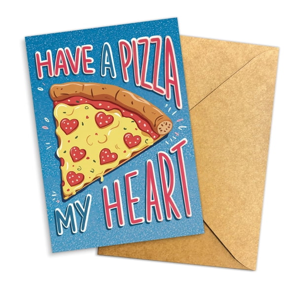 Tarjeta de felicitación Podagree Funny Pizza para el Día de San Valentín, 20 x 13,5 cm