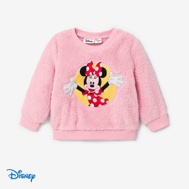 Disney Mickey Kids Girls Fleece Sweatshirts Minnie Embroidered Graphic Ugly Sweatshirts Sizes 2-6