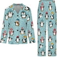 thumbnail image 4 of Top-kevin Women Long Sleeve Pajama Set Comfy Pjs Sets Penguin Winter Hats Scarves Snow 2 Piece Lounge Set, 4 of 12