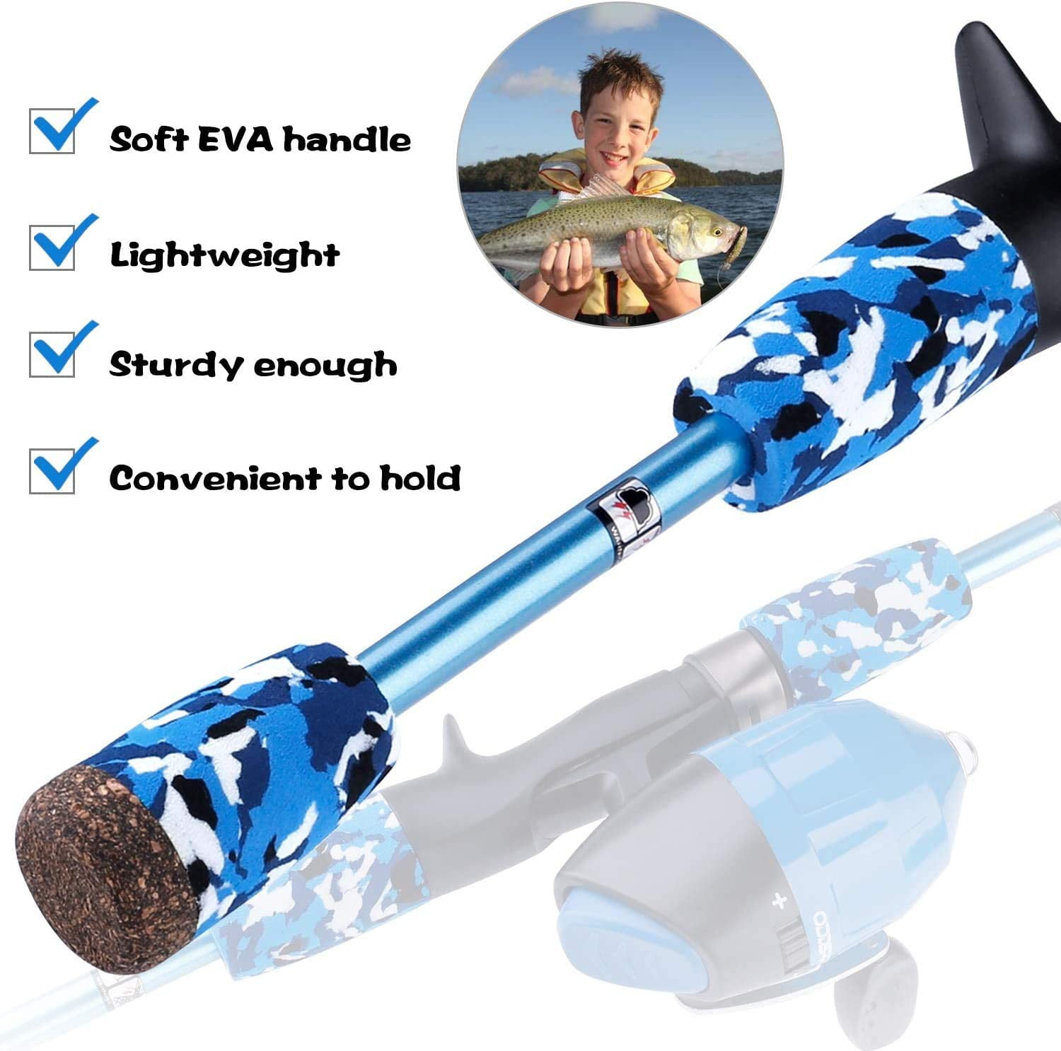 Portable Small Casting Fishing Rod, EVA Handle Lightweight Compact Ice Cast  Pole for River, Lake, Reservoir, Ice Fishing and So On
