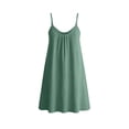 thumbnail image 4 of PRINxy Women's Spaghetti Strap U Neck Crinkled Cotton Linen Dress Adjustable Straps Loose Casual Short Dress for Summer Beach Vacation Green M, 4 of 7