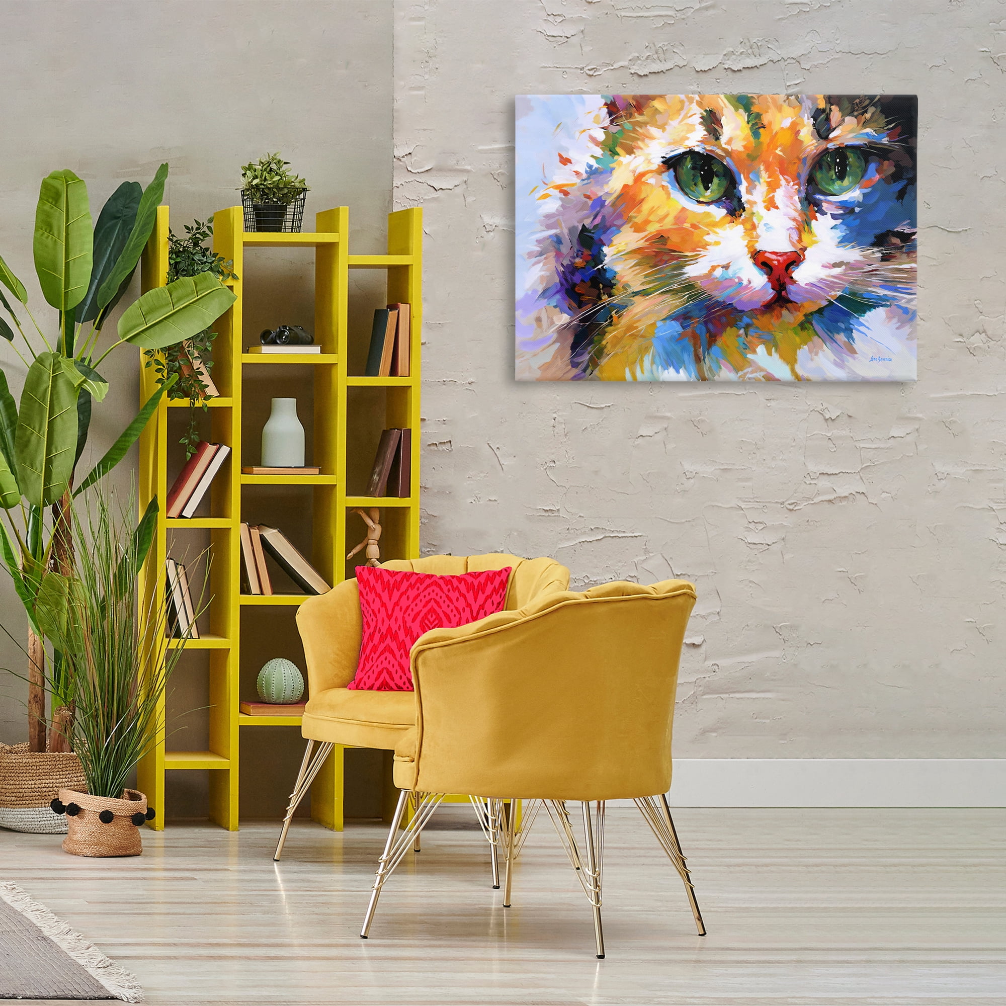 Stupell Industries Manx Cat Gaze Animals & Insects Painting Gallery Wrapped Canvas Art Print Wall Art, 36 x 24