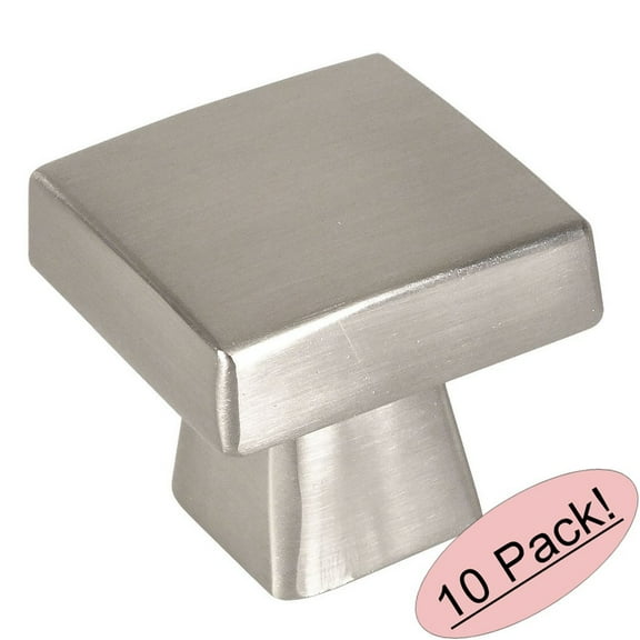 Cosmas 5233SN Satin Nickel Contemporary Square Cabinet Knob - 10 Pack