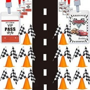 foci cozi, 63PCS Traffic Cones Checkered Flag Set- Race Car Birthday Decorations Party Favor Supplies, Soccer Training Cones for Kids,7 Inch