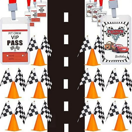 foci cozi, 63PCS Traffic Cones Checkered Flag Set- Race Car Birthday Decorations Party Favor Supplies, Soccer Training Cones for Kids,7 Inch