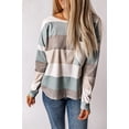 thumbnail image 1 of Women's Green Color Block Ribbed Long Sleeve Top with Pocket, 1 of 16