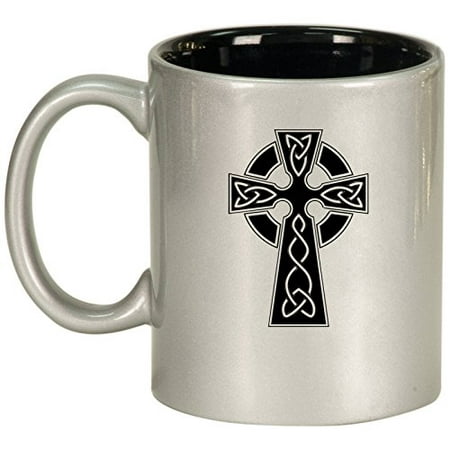 

Ceramic Coffee Tea Mug Cup Celtic Cross (Silver)