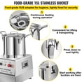 thumbnail image 3 of Procesador de alimentos comercial VEVOR 110V 15L molinillo de granos de acero inoxidable 1400W, 3 of 9
