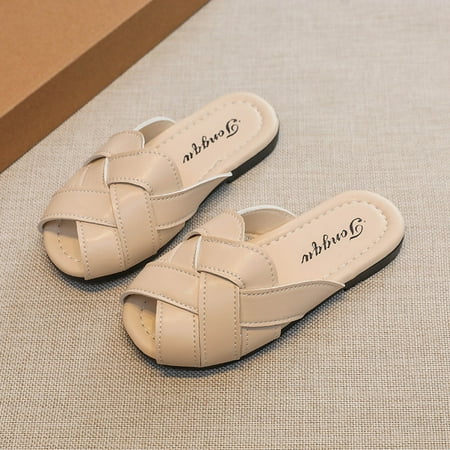 

AOOCHASLIY Baby Days Savings Shoes Event Toddler Shoes Baby Girls Cute Weave Hollow Out Non-slip Soft Sole Beach Roman Sandals Slippers