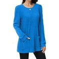 thumbnail image 2 of Long Sleeve Shirts for Women Long Sweaters with Pockets Tunic Tops Loose Fit Blue M, 2 of 5