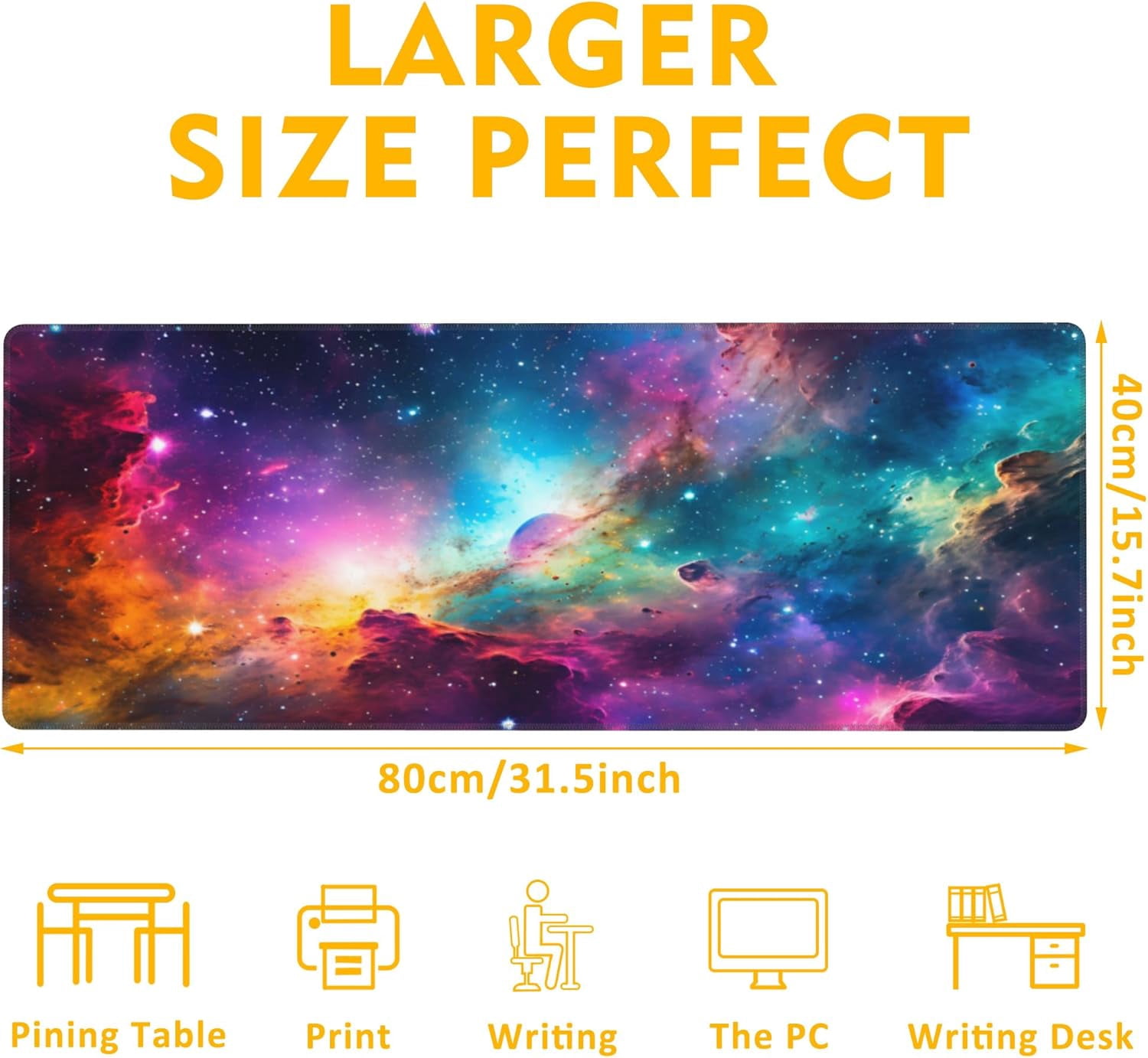 Desk Mat,Cosmic Aurora Line Gaming Mouse Pad,31.5""X15.7"" Large Desk Pad with Stitched Edge Non-Slip Base Keyboard Big Mouse Pad for Office Home Work Gaming, WDQ-D06