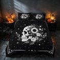 thumbnail image 2 of Homewish Gothic Skull Skeleton Duvet Cover Queen, Lunar Stars Queen Bedding, Black White, Black Reversible 3-Piece, 1 Duvet Cover and 2 Pillowcases, 2 of 7