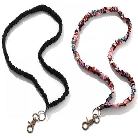 TELOLY 2pcs Colorful Scrunchie Lanyards for ID Badges & Keys - Stretchy,Retractable Design,Perfect for Teachers,Nurses,or Cruise Ship Use