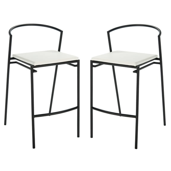 SAFAVIEH Knightley Counter Stool, White/Black, Set of 2 (18.5 in. W x 23.5 in. D x 34 in. H)