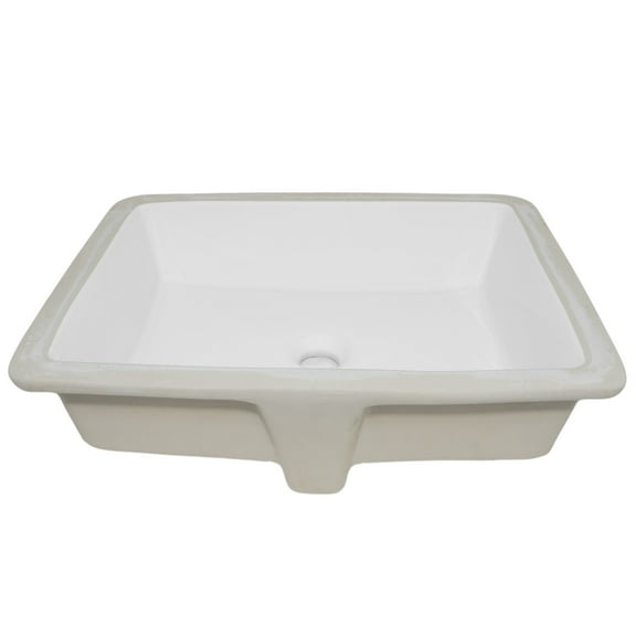 Novatto NP-U193911 Shallow Rectangular Undermount White Porcelain Sink with Overflow