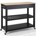 thumbnail image 1 of Crosley 2 Drawer Natural Wood Top Kitchen Cart in Black, 1 of 8