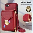 thumbnail image 5 of Allytech Wallet Case for iPhone 8 Plus/7 Plus, [Large Capacity] Wallet Case with Card Slots & Zipper Pocket, Premium PU Leather Metal Snap Kickstand Shockproof Case with Shoulder Strap, Red, 5 of 6
