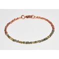 thumbnail image 2 of Green Tourmaline 3mm Rondelle Shape Rough Cut Beads 7 inch Rose Gold Plated Clasp Bracelet for men, women, unisex. Link Chain Stacking Bracelet.|LINK_03599, 2 of 4