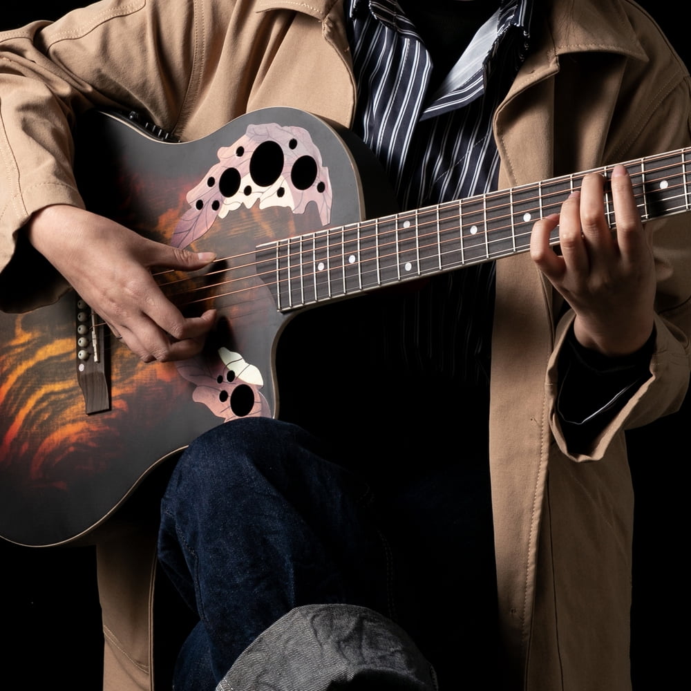 Lowestbest 41" Full-Size Acoustic-Electric Guitar, Cutaway Ballad Guitar with Round Back For Guitar Lovers, Sunset Color Lowestbest 41" Full-Size Acoustic-Electric Guitar, Cutaway Ballad Guitar with Round Back For Guitar Lovers, Sunset Color