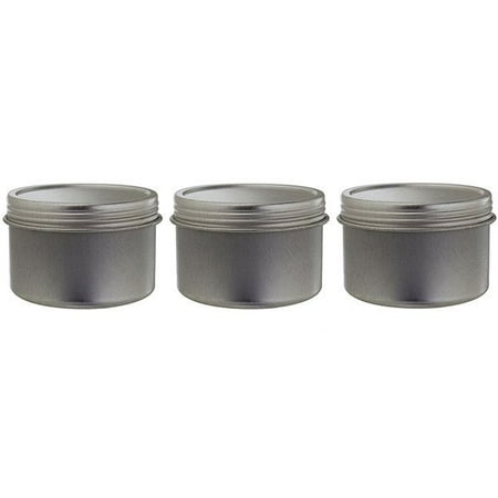 2 Ounce Large Tin Metal Steel Tin Deep Container with Tight Sealed Twist Screwtop Cover - 2 oz (3 pack) + Labels ()
