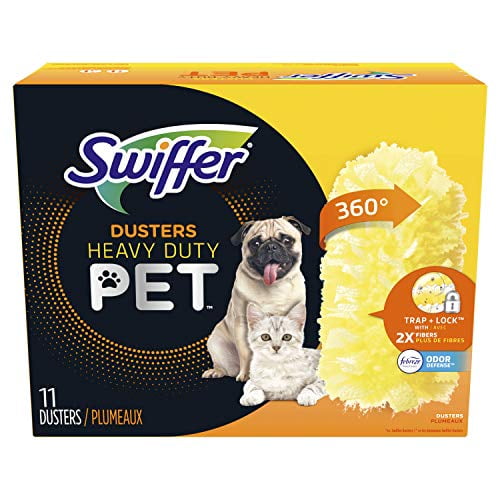 Swiffer 360 Dusters Multi Surface Pet Refills, Ceiling Fan Duster, Febreze Odor Defense, 11 Count