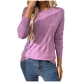 thumbnail image 2 of Ailaofu Women 2025 Fashion Pullover Sweater Crew Neck Long Sleeve Shirts Blouse Knit Casual Cozy Clouds Top, 2 of 4