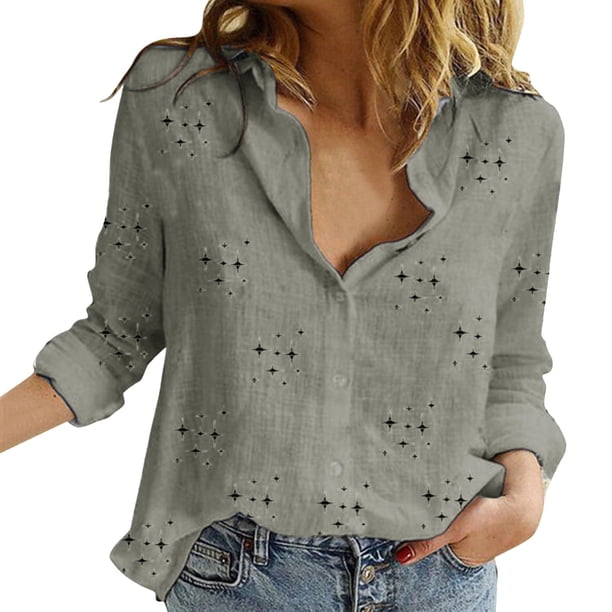 ElbowLength Shirts For Women ElbowLength VNeck Tee Shirts Floral Print Grey M