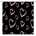 thumbnail image 2 of Valentine''s Day Shower Curtain Pink Heart Black Background Romantice Sweet Couple Fabric Bathroom Curtain Set with Hooks(70" Wx84 H), 2 of 3