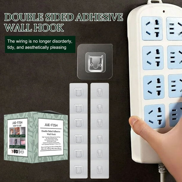 Ganchos de pared de doble cara | Ganchos de PVC adhesivos de alta resistencia | Estante de almacenamiento sin perforaciones | Hebilla de pared extraíble | Organizador de baño de cocina para el hogar
