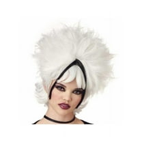Chunky White & Black Gothic Streaked Wig